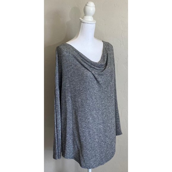 Apt. 9 Tops - Apt. 9 Silver Black Long Sleeve Drape Neck Top